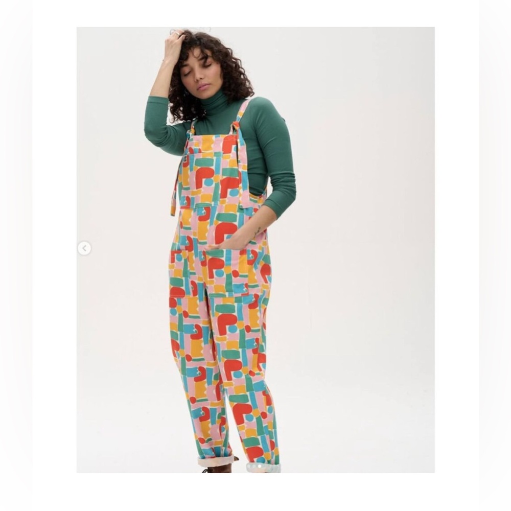 Lucy & Yak x Claire Ritchie Colorful Abstract Print Original Dungarees Size 0 - Picture 7 of 8